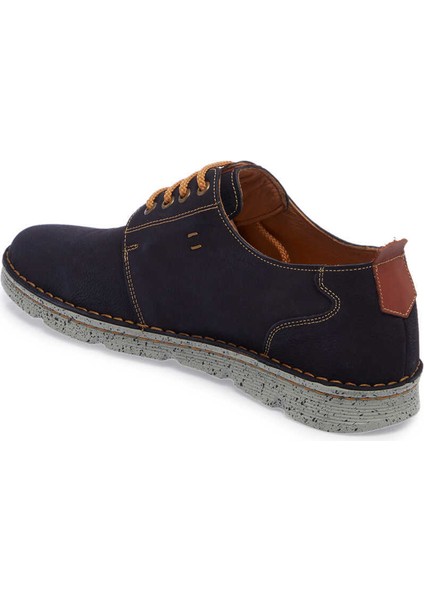 Lacivert Hakiki Nubuk Deri Erkek Casual Ayakkabı - E24I1AY56775-C39