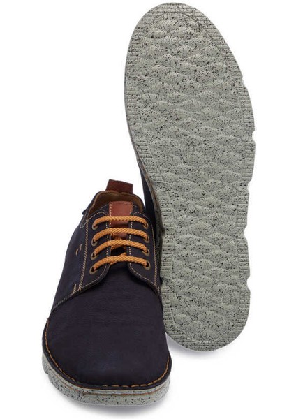 Lacivert Hakiki Nubuk Deri Erkek Casual Ayakkabı - E24I1AY56775-C39
