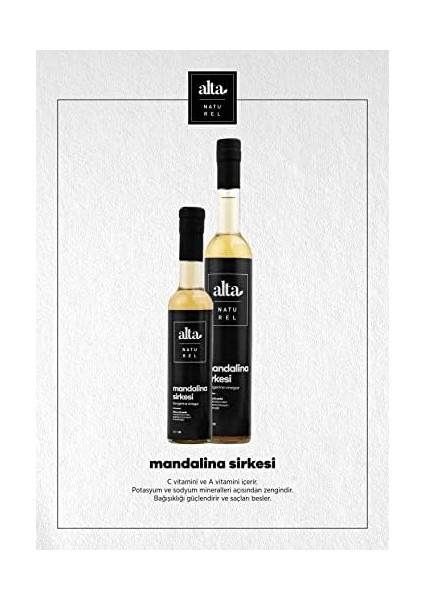 Mandalina Sirkesi 500 ML%100 Doğal Fermantasyon Içilebilir Katkısız Cam Şişe Yerli Üretim Alta Naturel modelleri