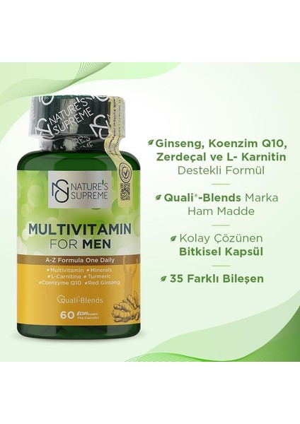 Nature's Supreme Multivitamin For Men 60 Kapsül fiyatları