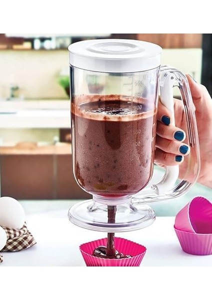 Ölçekli Hamur Porsiyonlayıcı Aparat, Pankek Kek Dağıtıcı, Ölçülü Krema Akıtma Dökme Aleti (Beyaz) fiyatları