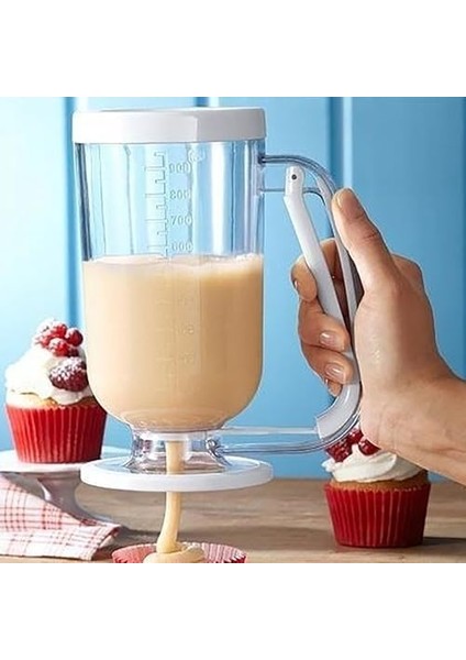 Ölçekli Hamur Porsiyonlayıcı Aparat, Pankek Kek Dağıtıcı, Ölçülü Krema Akıtma Dökme Aleti (Beyaz) modelleri