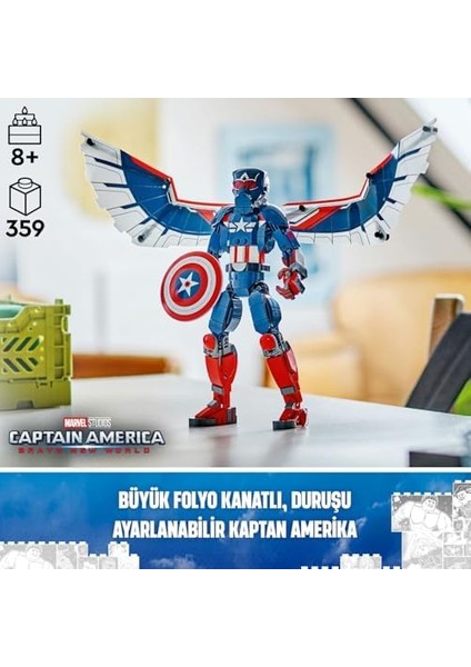 | Yeni Kaptan Amerika Yapım Figürü 76296 8 Yaş ve Üzeri Süper Kahraman Seven Çocuklar Için Yaratıcı Oyuncak Yapım Seti (359 Parça) modelleri