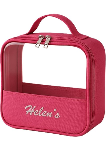 Pvc Şeffaf Seyahat Makyaj Kozmetik Çantası (Pembe)