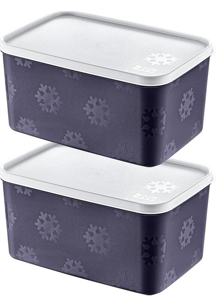 2'li Set No Frost Saklama Kabı Lacivert 2600 ml