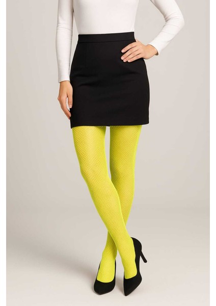 Ince File Neon Sarı Rengi Külotlu Çorap