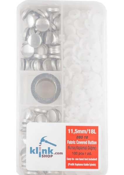 Kaplamalı Düğme 18 Boy 11,50 mm Kendin Yap Kiti, Gömlek, ve Giyim Için Çekiçle Uygulama Aparatları ve 100 Adet Kapsol Düğme Takım
