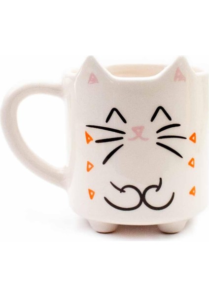 Tasarım 01 El Yapımı 3D Krem Parlak Kupa - El Yapımı Seramik Kupa