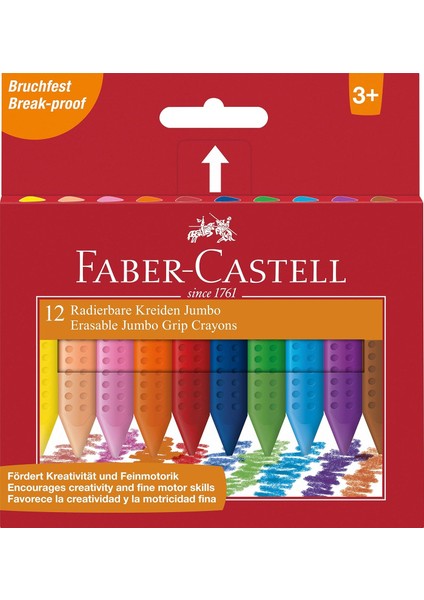 Grip Mum, 12 Renk, Silinebilir, Parlak Renkler, Kalemtıraşla Açılabilir, Ergonomik Tutuş