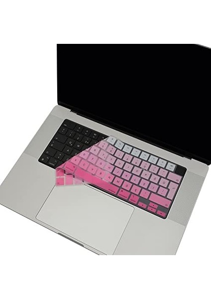 MacBook Klavye Koruyucu Türkçe Q Baskılı Uk-Ters L- Enter Tipi Air 13,6-15,3inç- Pro 14,2-16,2inç M1-M2-M3-M4 Pro Max Uyumlu, Ultra Ince Hafif Yıkanabilir Silikon Klavye Filmi Pembe fiyatları