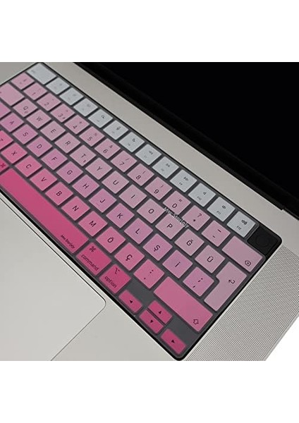 MacBook Klavye Koruyucu Türkçe Q Baskılı Uk-Ters L- Enter Tipi Air 13,6-15,3inç- Pro 14,2-16,2inç M1-M2-M3-M4 Pro Max Uyumlu, Ultra Ince Hafif Yıkanabilir Silikon Klavye Filmi Pembe modelleri