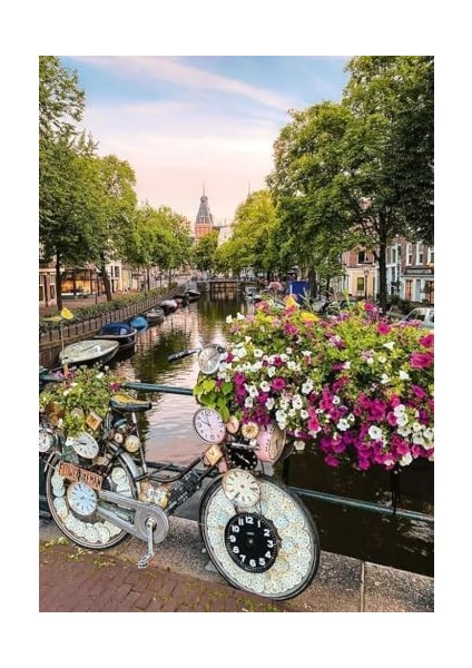 Puzzle 17596 - Amsterdam'da Bisiklet ve Çiçekler - 1000 Parçalı fiyatları