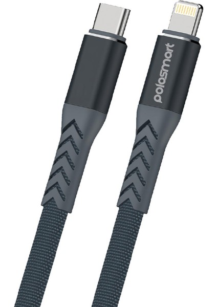 PSM118 Type-C To Lightning 20W Hızlı Şarj ve Data Kablosu 1.2 Metre Gri