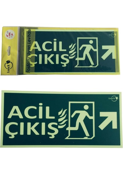 Lr-Fru Fotolümen Fosforlu Yön Levhası - Sağ Yukarı Yön Ok Sembollü - Acil Çıkış Yazılıdır