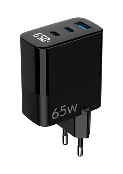 65W Gan LED Ekranlı Hızlı Şarj Cihazı 2 Type-C + Usb-A & iPad & Uyumlu Şarj Aleti modelleri