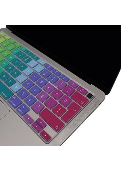 MacBook Air Klavye Koruyucu Ultra Ince Uyumlu Türkçe Q Baskılı Uk-Ters L- Enter Tipi Air M1 13INÇ A2337,A2179 Id Için, Kaymaz Yıkanabilir Pembe Yeşil modelleri