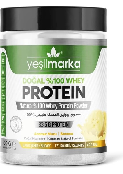 Yeşilmarka Natural Whey Protein Powder - Anamur Banana 100G Protein Tozu