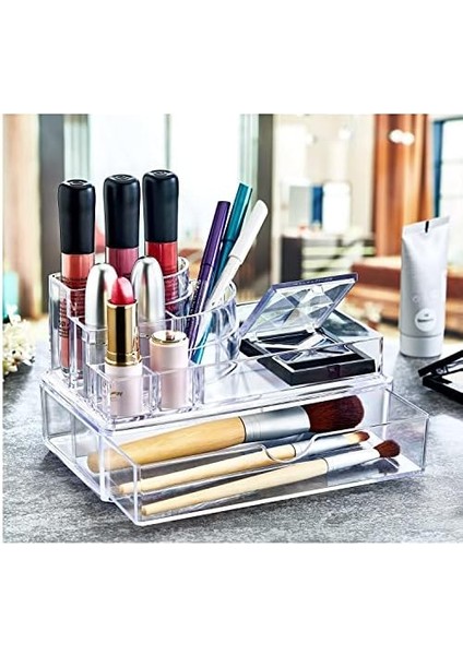 Deconox 9 Bölmeli Çekmeceli Podyum Kozmetik Ürün Düzenleyicisi, Podyum Şeklinde Akrilik Makyaj Organizeri… fiyatları
