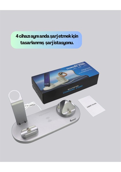4 Cihazı Aynı Anda Şarj Edebilen Kablosuz Şarj Istasyonu – Çok Yönlü ve Pr - CHT8147-3028 fiyatları