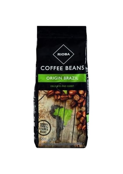 RIOBA%100 Arabica Çekirdek Kahve 500 gr (500 G, Kahve Brazil)