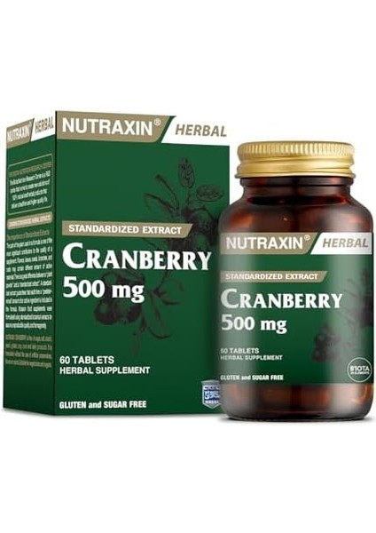 Nutraxin Herbal Cranberry 500 Mg 60 Tablet Takviye Edici Gıda modelleri