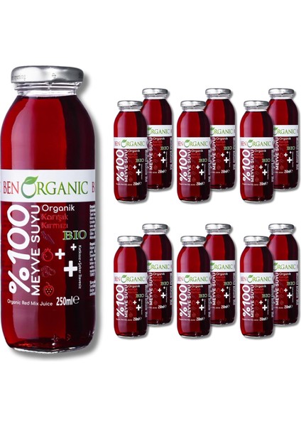 Benorganic Kırmızı Meyveler Karışık 250 ml Cam Şişe