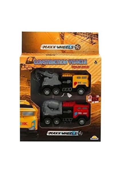 2'li Inşaat Aracı - Sarı Kepçeli Kamyon-Mavi Kamyon modelleri