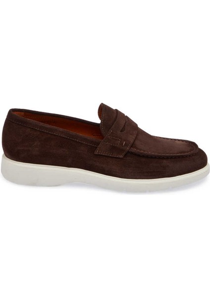 Kahve Hakiki Süet Deri Erkek Loafer - E24I1AY56785-B85