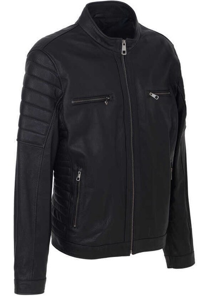 Siyah Hakiki Deri Erkek Hakiki Deri Mont - E23BDM310545-Q4O