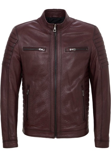 Bordo Hakiki Deri Erkek Hakiki Deri Mont - E23KDM310544-R4X