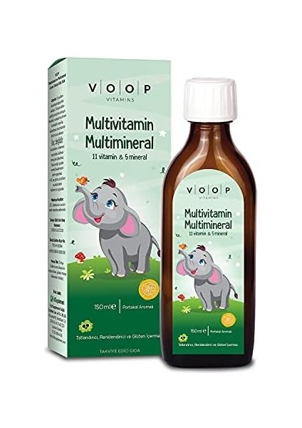 Voop Multivitamin Multimineral Portakal Aromalı Şurup 150 ml modelleri