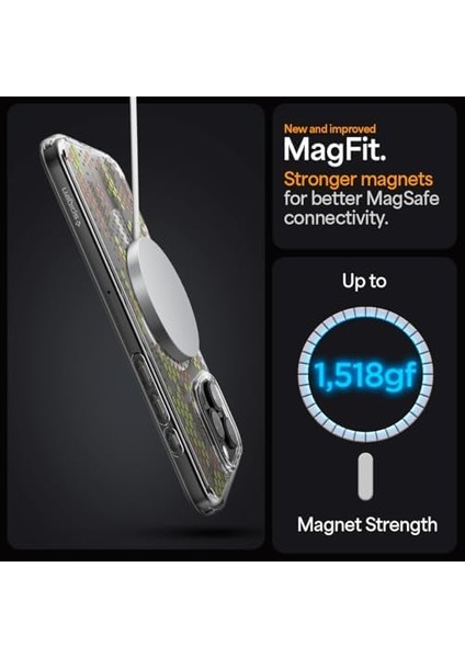 16 Pro Ince Kılıf Ultra Sararma Karşıtı Duraclear™ Hava Kanalı Teknolojisi™ Askeri Sınıf Koruma Magfit Camo Tasarım Kapak - ACS08140 modelleri