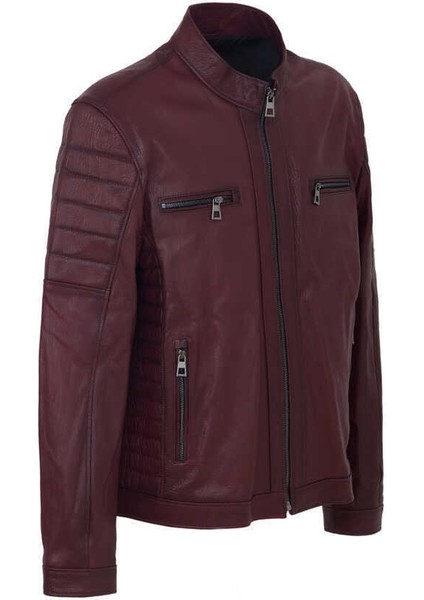 Bordo Hakiki Deri Erkek Hakiki Deri Mont - E23BDM310545-R4X