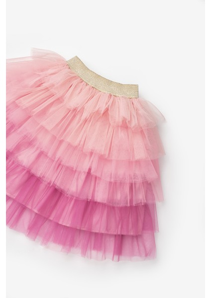 Pudra Katlı Tüllü Kız Çocuk Uzun Etek - Azalea
