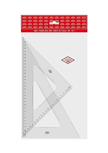 Teknik Okul Öğrenci Gönye Seti Büyük Boy (32 Cm) 30-60-90 ve 45-45-90 modelleri