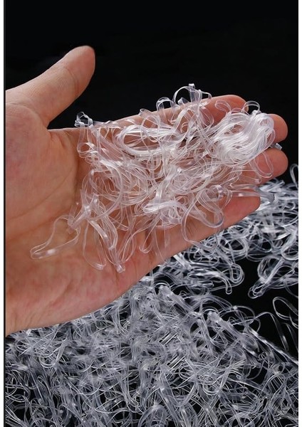 1000'LI Beyaz Şeffaf Perma Saç Lastiği Örgü Tokası, Lastik Toka Seti, Toka Organizer, Toka, Kız Çocuk Toka, Toka Organizer