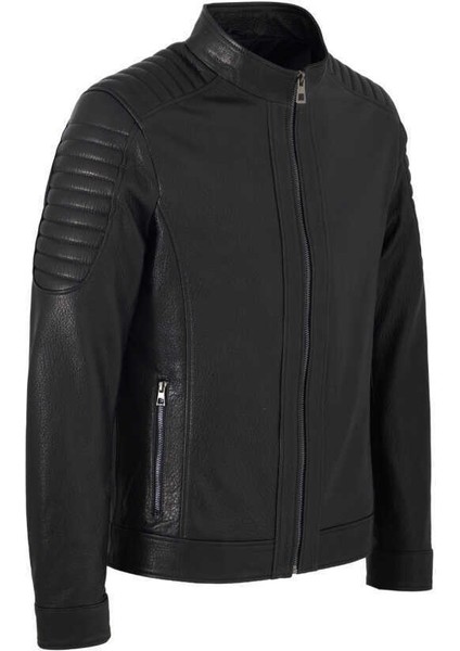 Siyah Hakiki Deri Erkek Hakiki Deri Mont - E23KDM310538-Q4O