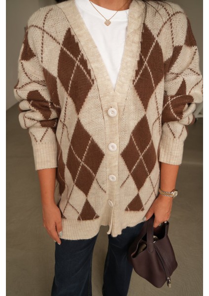 Baklava Desenli Oversize Hırka modelleri