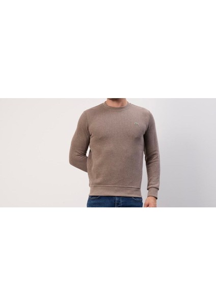 Bisiklet Yaka Dar Kesim Kahverengi Erkek Triko