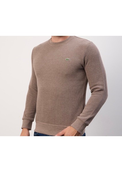 Bisiklet Yaka Dar Kesim Kahverengi Erkek Triko fırsatları