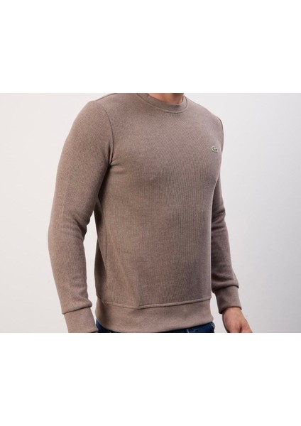 Bisiklet Yaka Dar Kesim Kahverengi Erkek Triko indirimleri