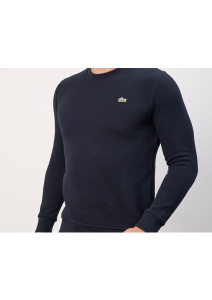 Bisiklet Yaka Lacivert Dar Kesim Erkek Triko fırsatları