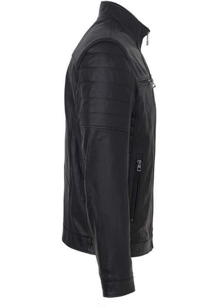 Siyah Hakiki Deri Erkek Hakiki Deri Mont - E23KDM310544-Q4O