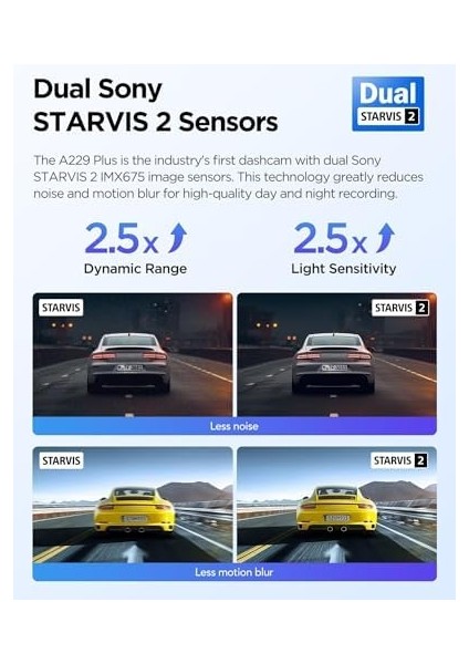 A229 Plus 3 Kameralı Ön-Iç-Arka 2K+2K+1080P Hdr Starvis 2 Wifi Gps’li Araç Kamerası modelleri