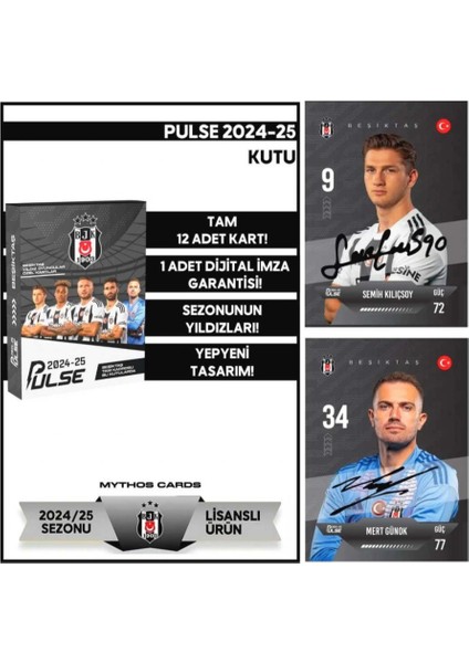 Lisanslı Beşiktaş Pulse Futbolcu Kartları 2024-25 - 12 Kart fiyatları