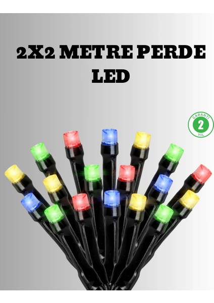 2x2 Metre Pil ile Çalışan Perde LED Işık – 8 Modlu Dekoratif