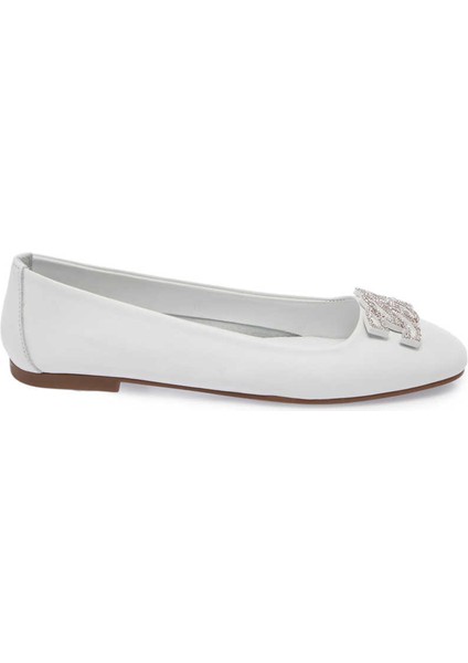 Beyaz Hakiki Deri Kadın Babet - K24I1BB67391-A26