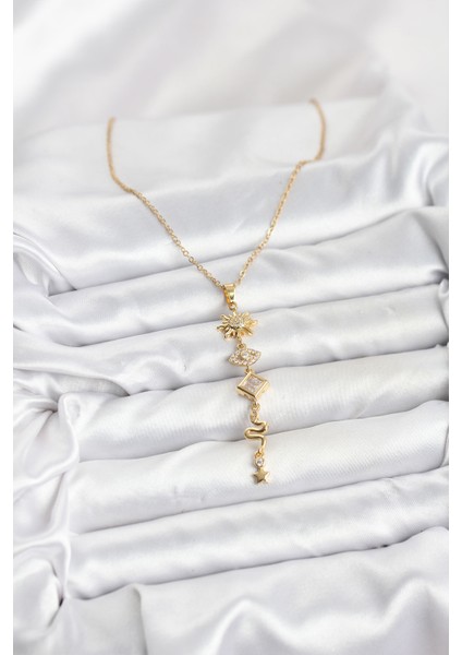 316L Çelik Zincir Gold Renk Güneş ve Enerji Model Kadın Y Kolye - Lisinya fiyatları