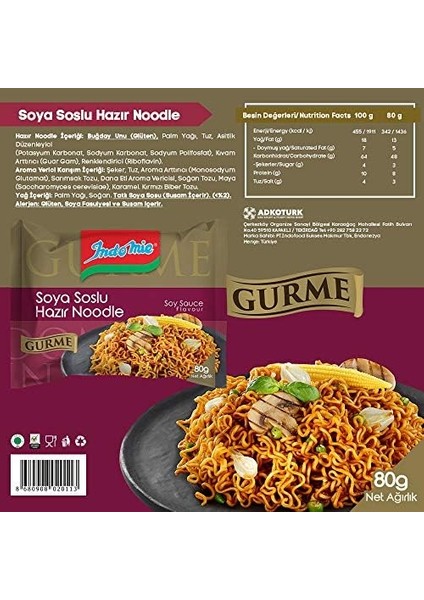 Indomie Gurme Paket Soya Soslu 80 gr Koli 40'lı