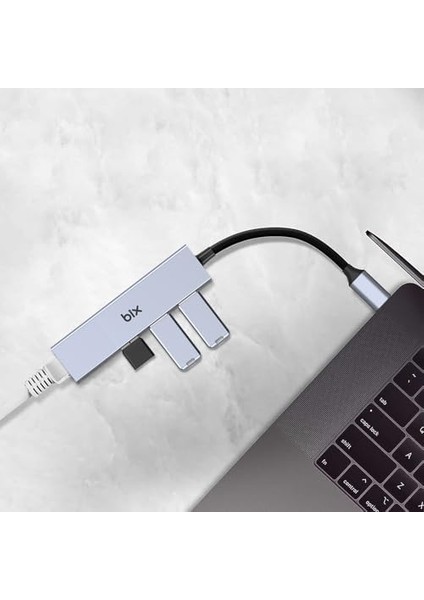 Bix BXC06HB Type-C'den 3 Bağlantı Noktalı Gigabit Ethernet USB 3.2 Hub modelleri